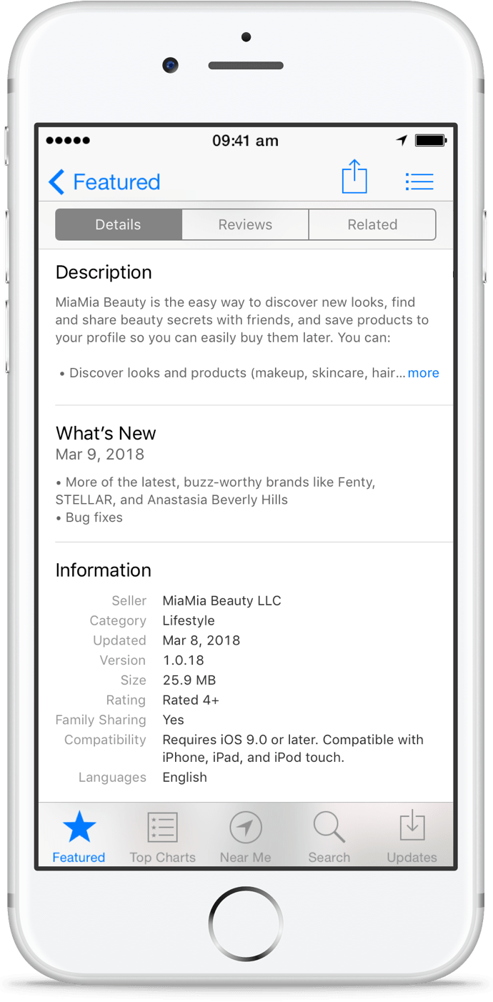 MiaMia iPhone App Store Description
